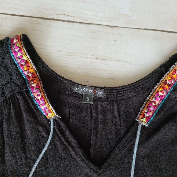 Black Boho Tank with Tassels - Picture 3 of 6